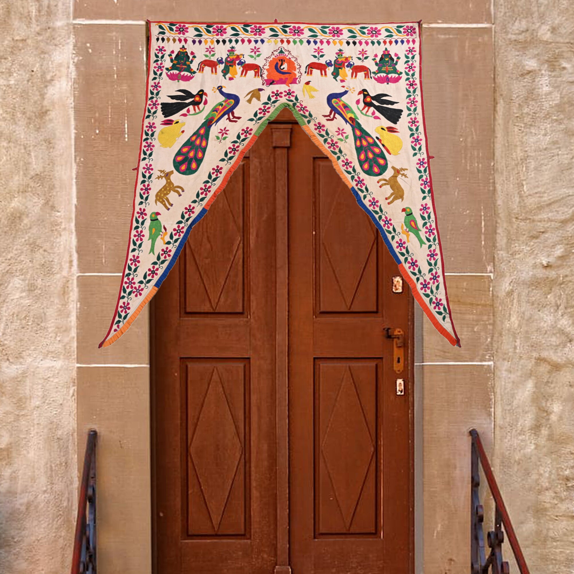 Vintage Indian Toran - Boho Wall Decor | Colorful Tribal Window Decor