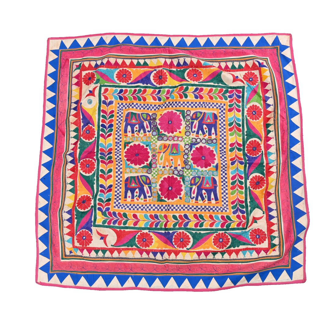 Vintage Hand Embroidery Elephant Design Tapestry Floral Tapestry Hippie Tapestry Patchwork