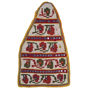 Décoration murale vintage perle brodée à la main | Tissu indien en perles gujarati fabriquées à la main | Oeuvre d&#39;art multicolore en perles miroir