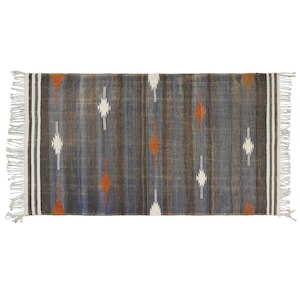 Vintage Handwoven Cotton Reversible Rugs Eco-Friendly Rugs  Punjabi Dhurrie Carpet Doormat Home Décor Bohemian Tribal Indoor Rugs 3.6*6.3 Ft