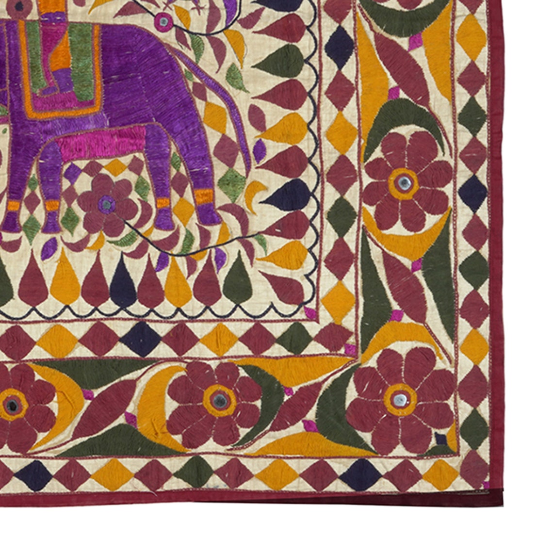 Elephant Design Gujarati Embroidery Textile Cotton Handmade Wall ...