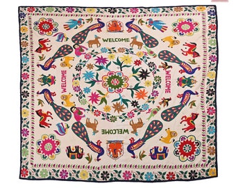 カッチアンティーク刺繍のタペストリー壁掛け☆ヴィンテージ刺繍