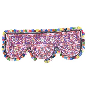 Wall art Beautiful Hand Crafted Decorative Mirror Work Gujarati Bandanwal | Traditional Wall Hanging Toran | Cotton Hand Embroidered Decor