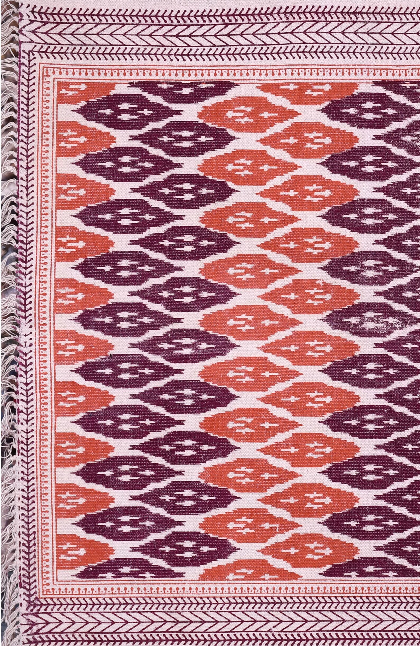 Handmade cotton rug Organic vegetable dye rug Durry Lving Etsy