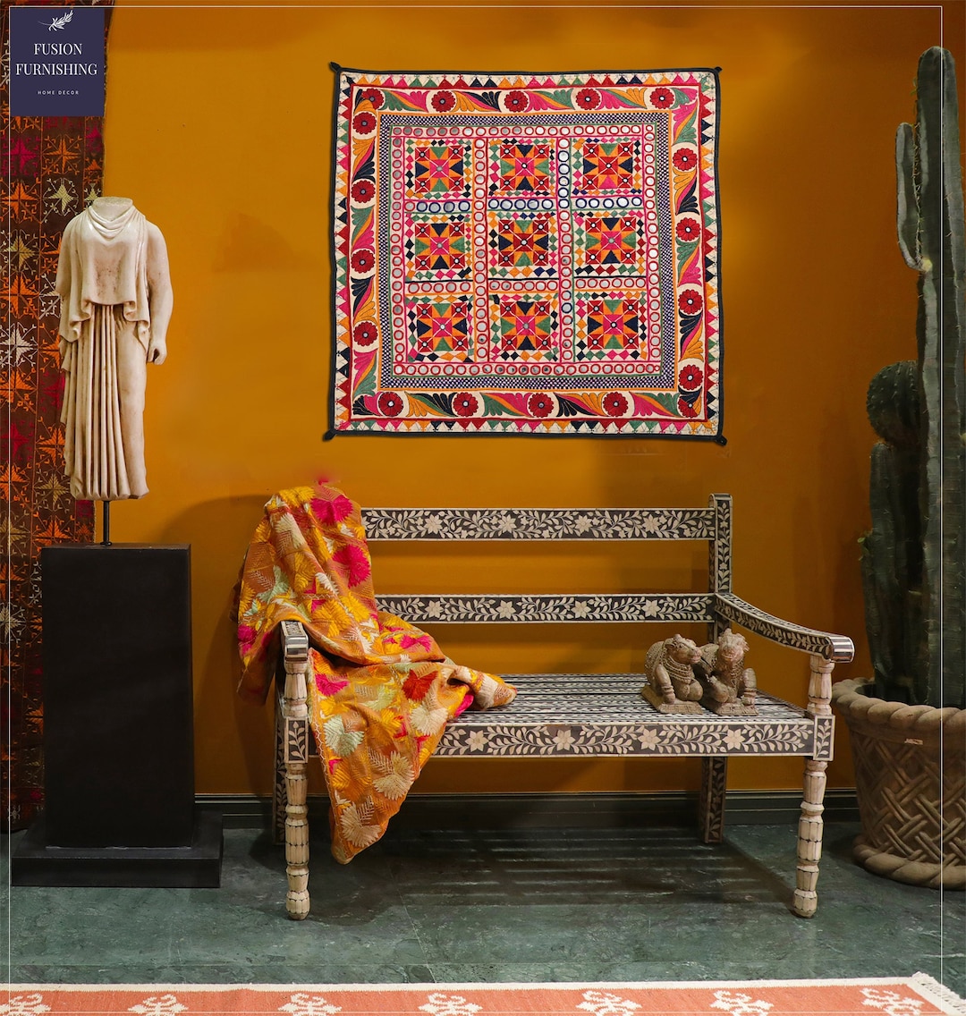 Indian Handmade Gujarati Textile, Wall Hanging Boho Banjara