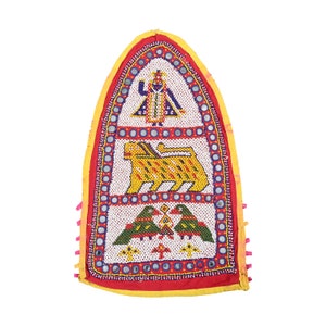Tapisserie Thème oiseau Motifs figuratifs Textile traditionnel Perle et perles Tentures murales Gujrati Décoration de salon Art mural en coton