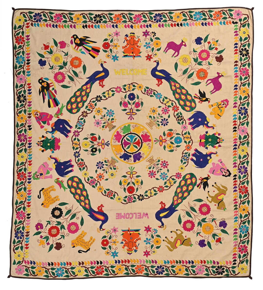 Handmade Wall Art Indian Gujarati Textile Wall Hanging Boho Banjara