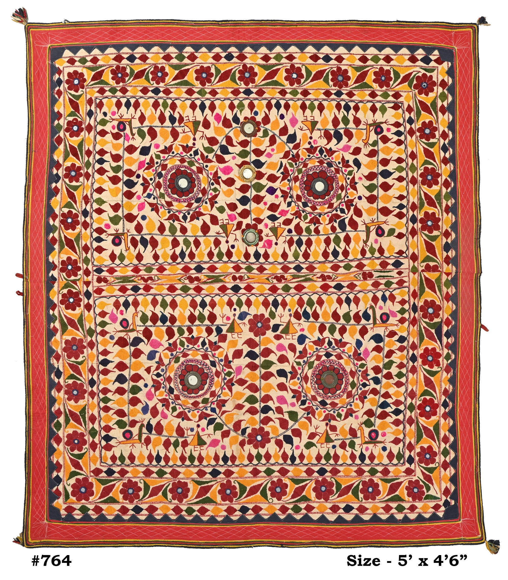 Antique Indian Gujarati Hand Embroidered Tapestry Vintage Etsy