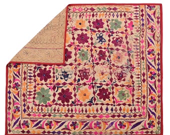 Wall Hanging Suzani Floral Wall Painting Hippie Tapestry Textile Art Indian Embroidery Mirror Work Tapestry Wall Hanging decor Boho Tapestry