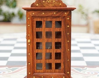 Hand Made wooden Key holder , Wall Mount Key box, 11 x 6.6 x 2.3 inchs Wooden Wall Hanging, Decorative Key Box, Key Cabinet, Key Rack Hanger