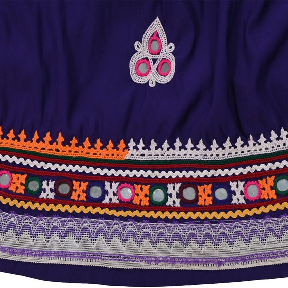 Blue Hand Embroidered Skirt, Boho Tribal Ghaghra … - image 5