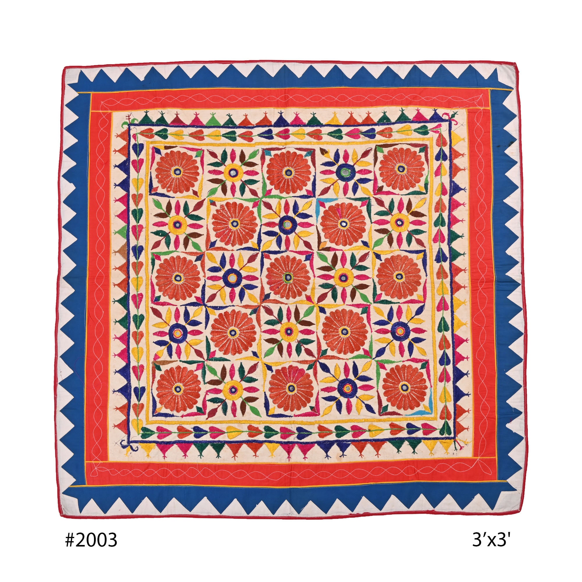 インドグジャラートカッチパッチワークタペストリー 多色模様