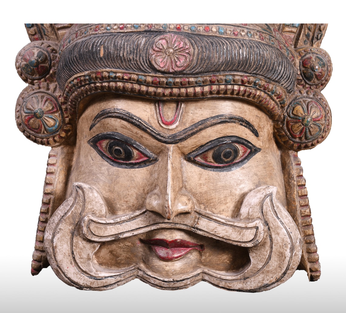 Indian Mask Wall Décor Hand Carved / Painted Wooden Masks Etsy