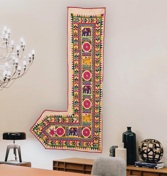 Décoration Murale Indienne Toran Brodé - Patchwork Vintage Pour Porte