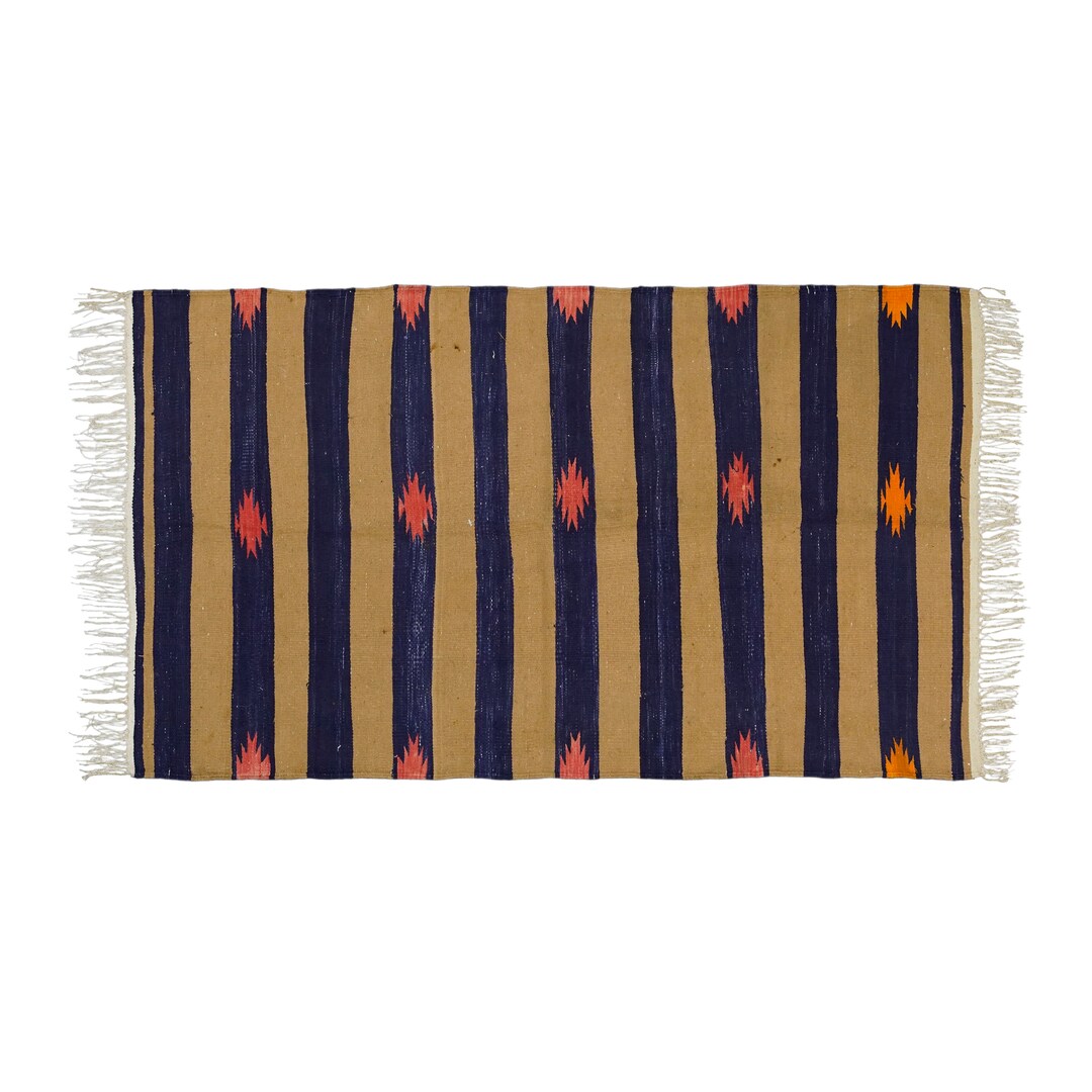 Punjabi Rugs 3.6 X 6 Ft Vintage Handwoven Cotton Punjabi Rug Eco-friendly Reversible ...