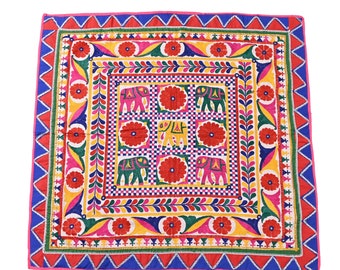 Tapestry Vintage wall hangings living room wall art, traditional mirror work wall decor, multi thread work Indian textile bedroom decor