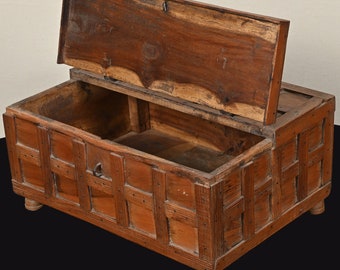 Wooden Hand Crafted Box, Antique Decorative, Vintage Table