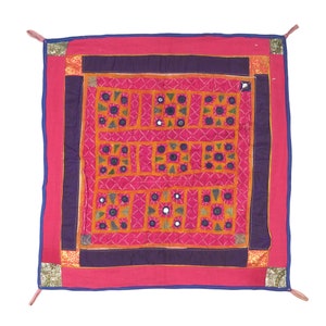 Vintage Handmade Cotton Wall Hanging Floral motifs Gujarati Hand Embroidered Wall ArtTraditional Indian Textile Tapestry Home Decor Gift