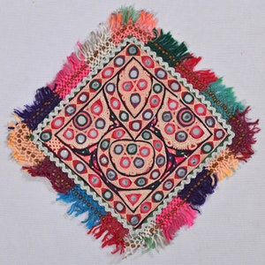 Wall hanging Vintage Handmade Traditional Gujarati Textile, wall art, Silk embroidery cotton fabric, Tapestry Vintage Indian 40-50 year old