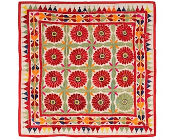 Hand Embroidered Vintage Wall Hanging Gujarati Tapestry Textile Bohemian Home Decor Tribal Handcrafted Wall Decor Art Housewarming gift