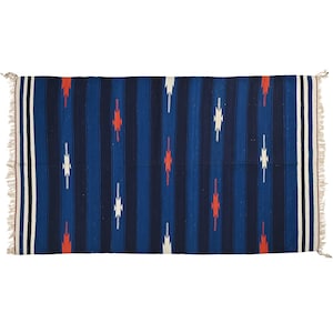 Modern Handmade Cotton Area Rug Flat Weave Natural Vegetable Dyed Rug Indian Dhurrie Reversible Wall Tapestry Scandinavian Rug