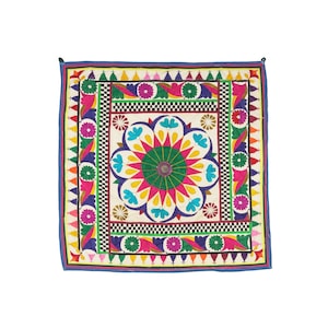Vintage Hand Embroidered Wall Hanging 30-40 years old Cotton Textile Traditional Indian Gujarati Boho Textile Wall decor tapestry gift item