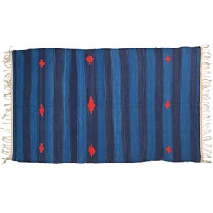 Modern Handmade Cotton Area Rug Flat Weave Natural Vegetable Dyed Rug Indian Dhurrie Reversible Wall Tapestry Scandinavian Rug
