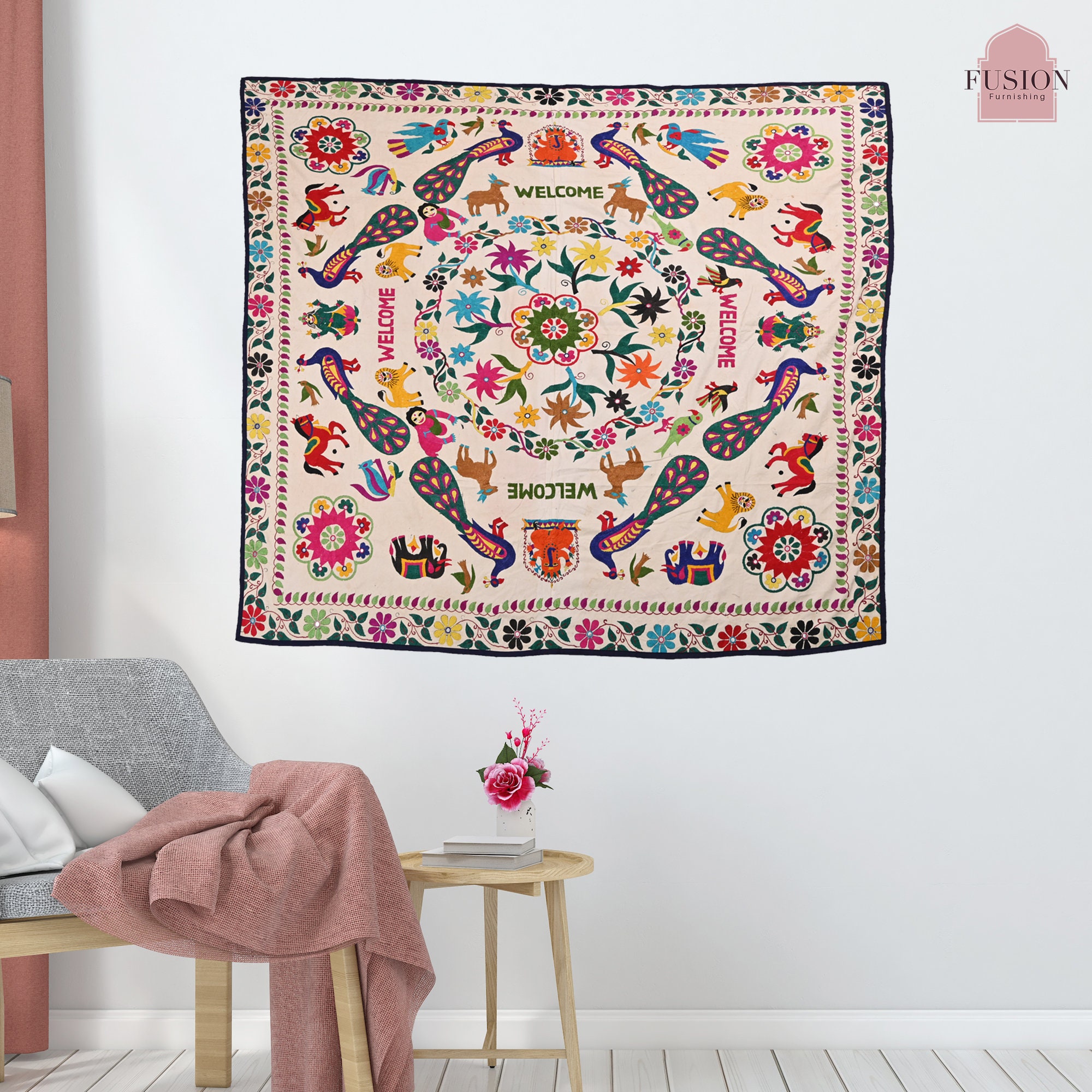 Amazon.co.jp: ラオス モン族 刺繍 壁掛け タペストリー 5