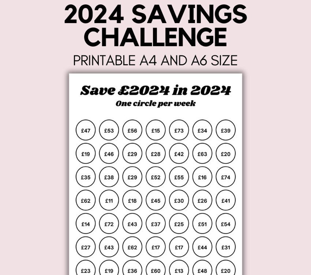 2024 Weekly Savings Challenge, Print at Home Saving Challenge, Fund