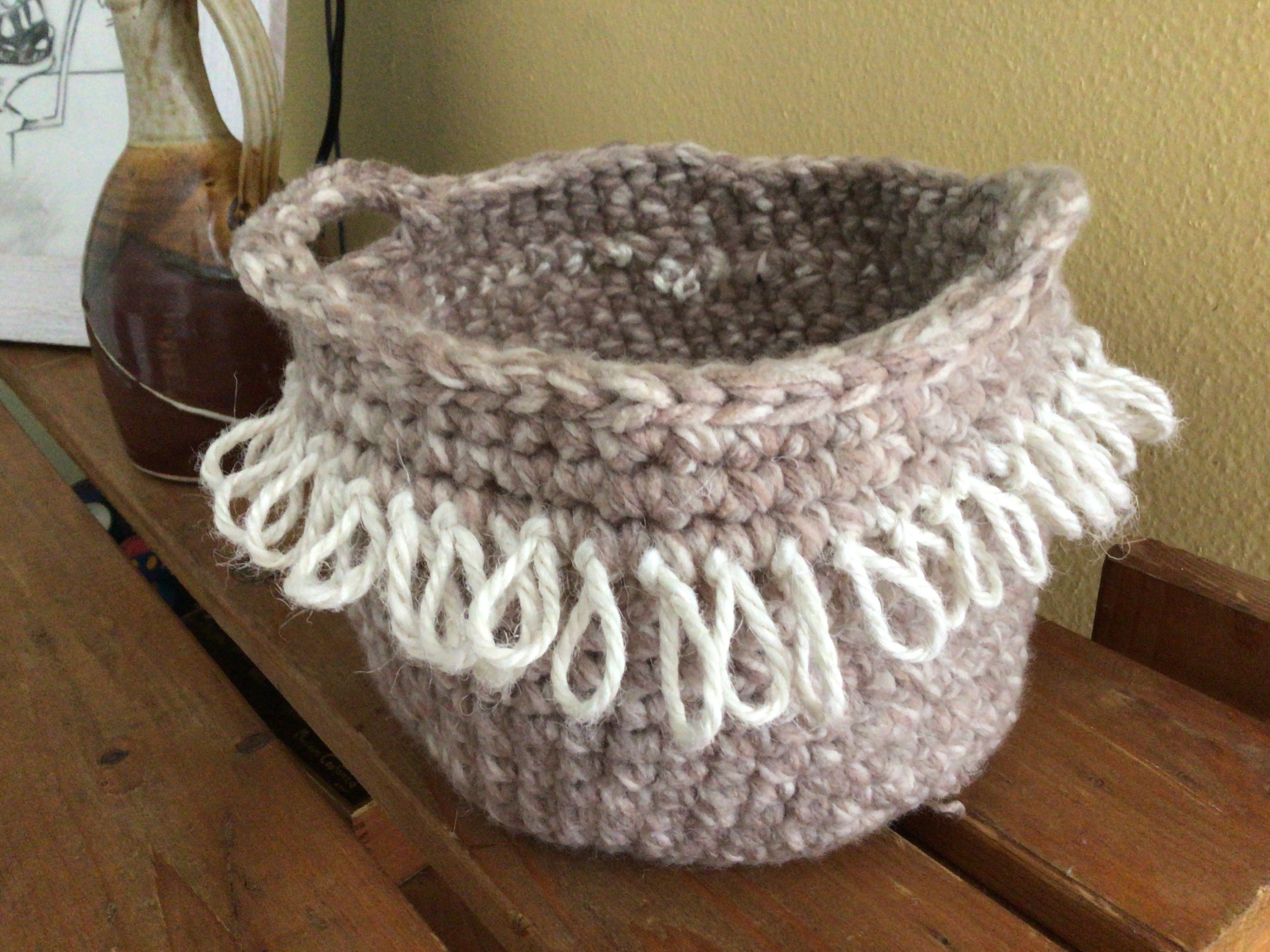 Rustic basket with handles and curlers Etsy