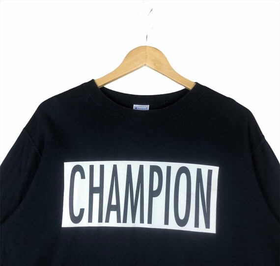 ChamVtgShop Rare !! Vintage Champion Box Logo Spellout Sweatshirt Crewneck
