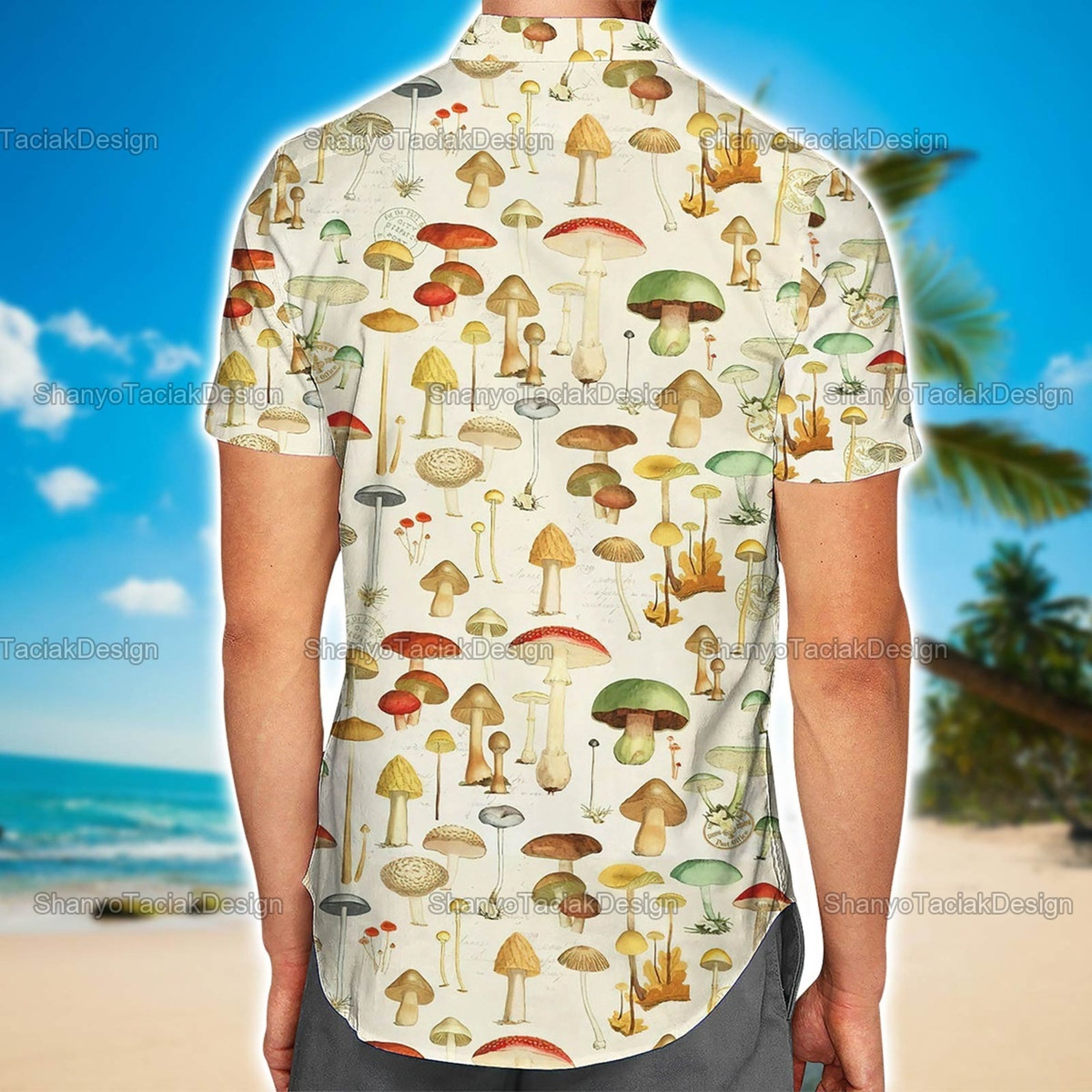 Mushrooms Hawaiian Shirt, Vintage Mushrooms Print