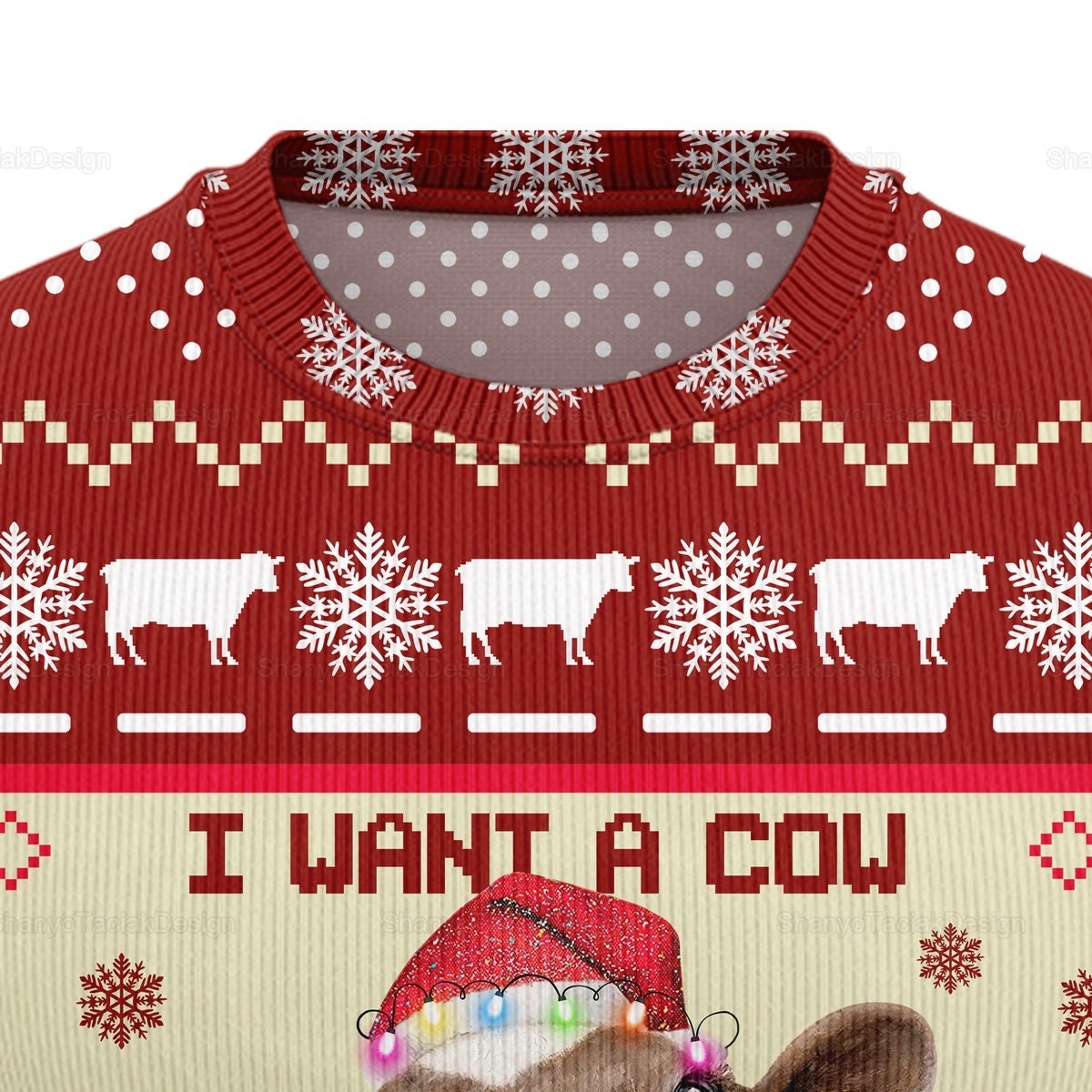 Christmas Ugly Sweater, Cow Ugly Christmas Sweater