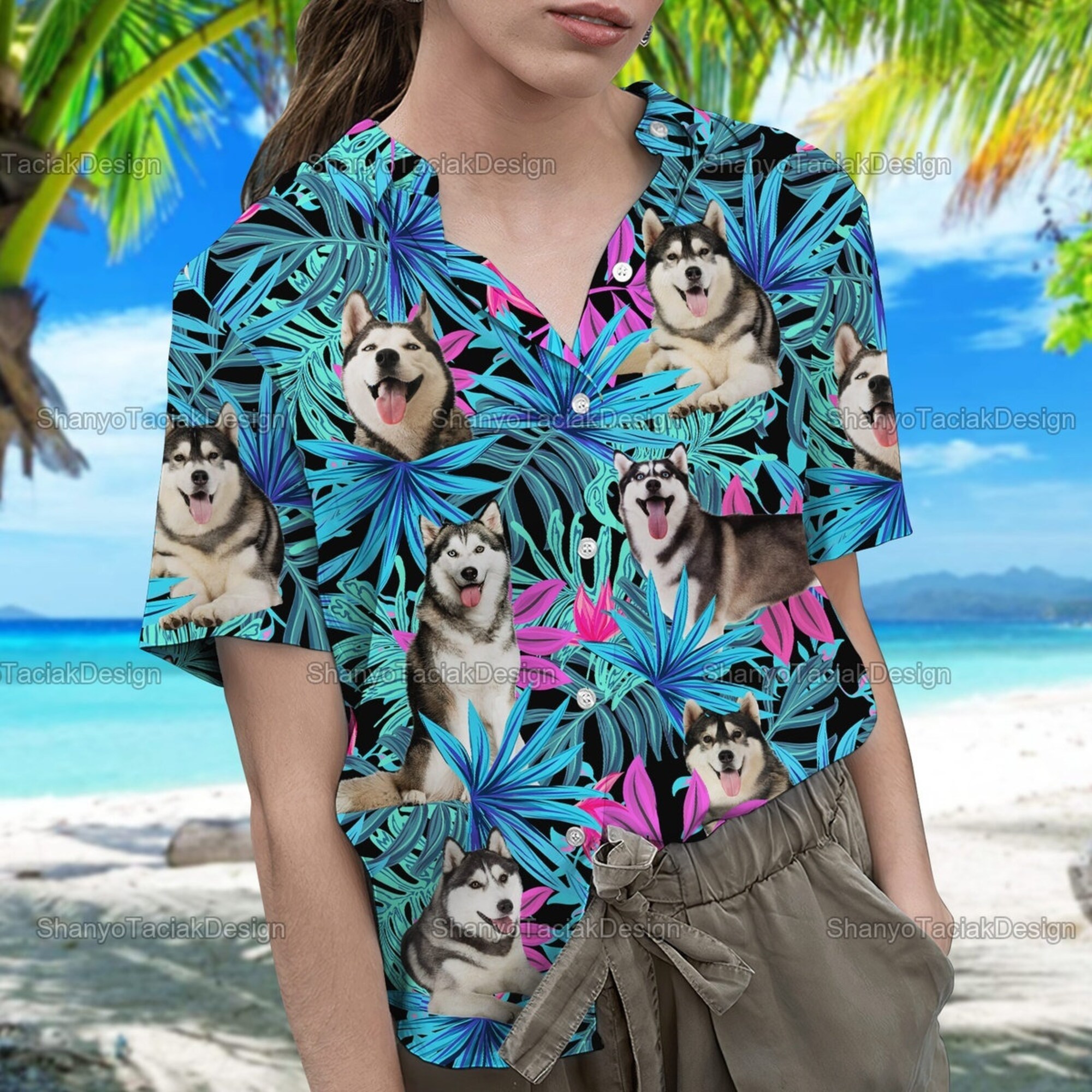 Discover Husky Hawaiian Shirt, Funny Husky Summe