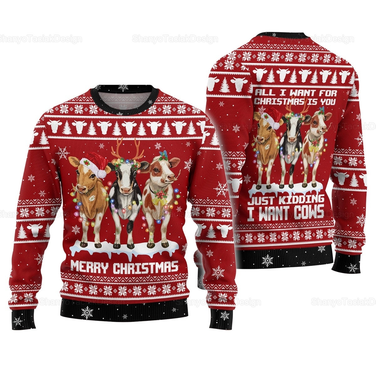 Discover Christmas Ugly Sweater, Cow Christmas Lights Sweater