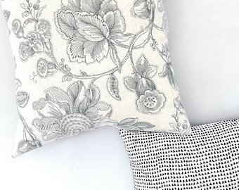 Natural / Black and White Linen Throw Pillow Cover