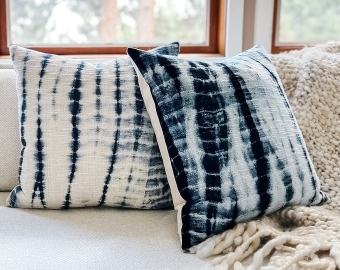 Indigo / Blue Tie-dye Woven Cotton Throw Pillow
