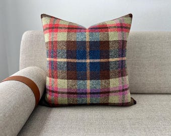 Green / Blue / Brown Plaid Pillow Cover