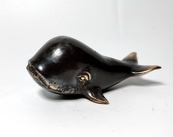 Bronze Whale Statue, Fish Figurine, Sea Animal, Home Decor, Whale Sculpture, Birthday Gift, Animal Lover, Collectable Gift, 1.5 inch