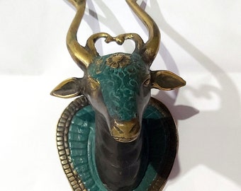 Gancio di cervo in bronzo, decorazione da parete, gancio per asciugamano, figura di animale, amante degli animali, regalo di compleanno, oggetto raro, gancio per gioielli, 8,2 pollici