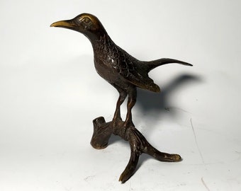 Bronze Bird Perched on a Branch, Bird Figurine, Animal Lover, Bird Sculpture, Home Decor, Birthday Gift, 2.7 inch