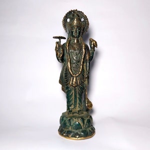 Bronze Vishnu God, Vishnu Four Arms Statue, Lord Vishnu, Bronze Sculpture, Vishnu Figurine, Home Decor, Collectable Gift, 8.2 inch