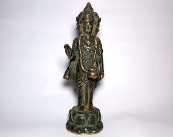 Four Faced Brahma Statue, 4 Arms Brahma God, Brahma Bronze Sculpture, Hindu God, Antique Brahma God, Brahma Idol, Home Decor, 8.3 inch