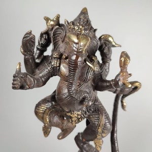Ganesha statue, Bronze Handmade Ganesha, Dancing Ganesha on Cobra, Ganesha idol, Decorative Ganesha, Ganesha on altar, Rare item, 9.8 inch