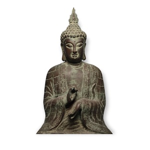 Bronze Buddha Statue, Meditating Buddha, Buddha Figurine, Buddhist on Altar, Spiritual Gifts, Home Decor, Rare Item, 19.2 inch