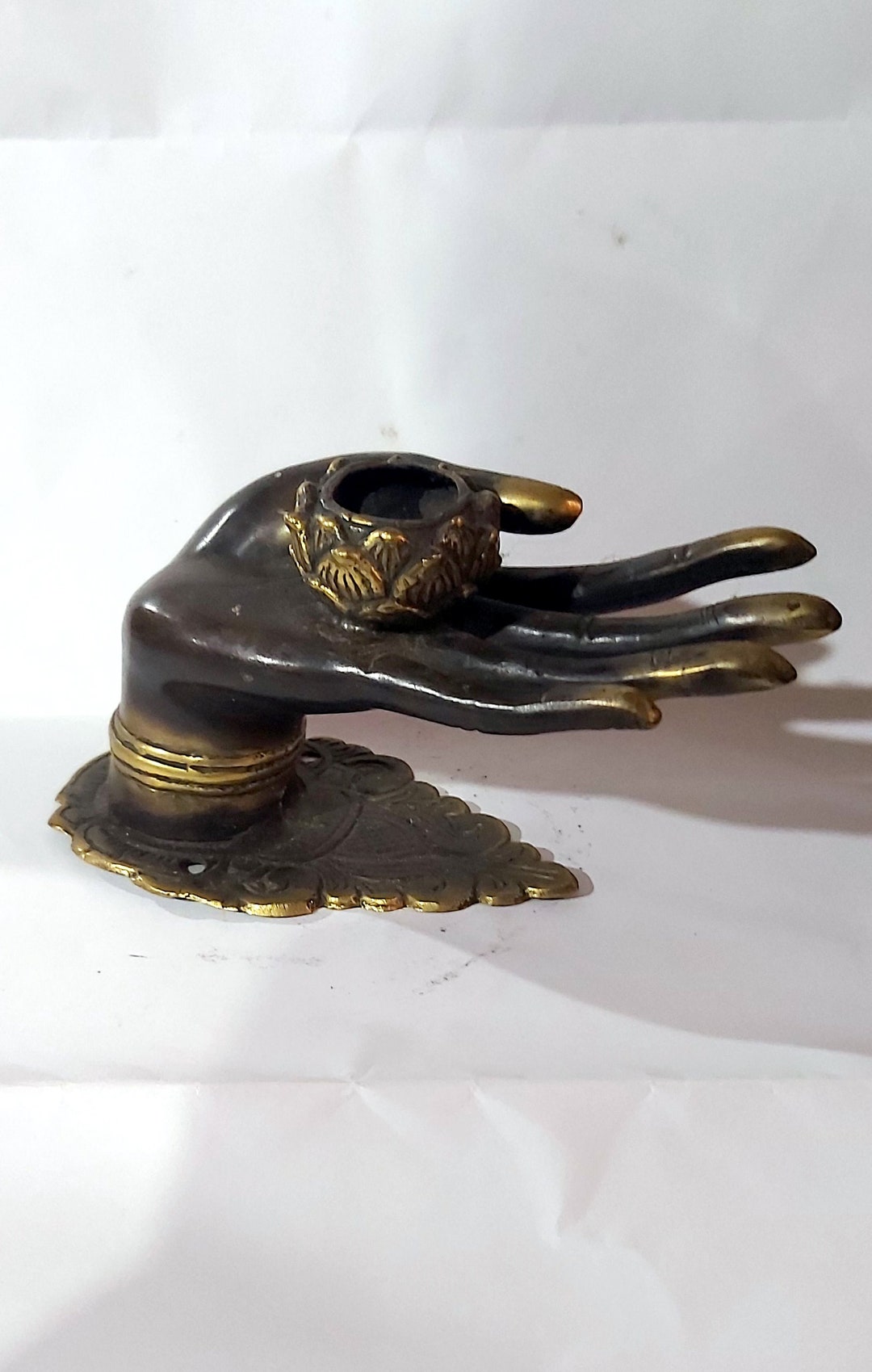 Buddha Hand Candle Holder Bronze Buddha Hand Statue Home Etsy