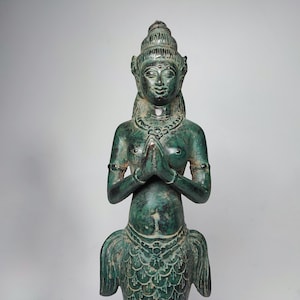 Figura de sirena Suvannamaccha, 10,2 pulgadas, escultura de sirena, escultura de diosa del mar, sirena Matsya, señor Matsya, regalos de Navidad