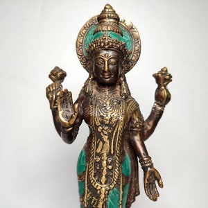 Goddess Lakshmi, Bronze Hindu Statue, Goddess Of Wealth Happiness, Fortune Luxury Beauty, Home Decor, Rare Item, 4.7 inch