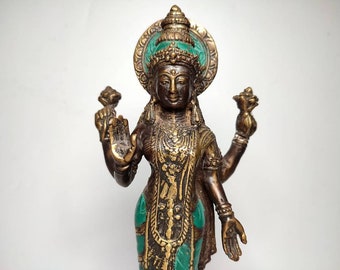 Goddess Lakshmi, Bronze Hindu Statue, Goddess Of Wealth Happiness, Fortune Luxury Beauty, Home Decor, Rare Item, 4.7 inch