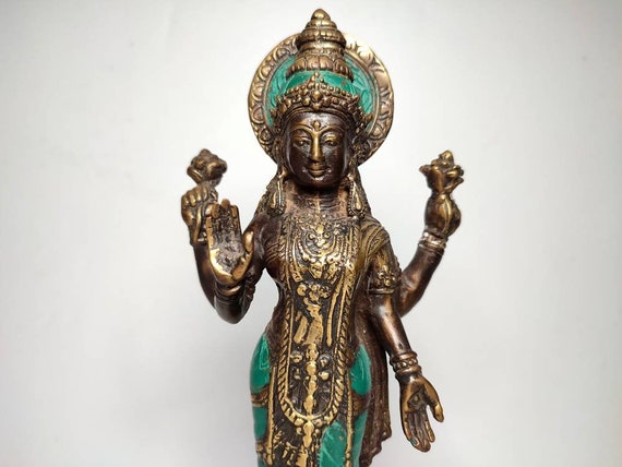 Goddess Lakshmi, Bronze Hindu Statue, Goddess Of Wealth Happiness, Fortune Luxury Beauty, Home Decor, Rare Item, 4.7 inch